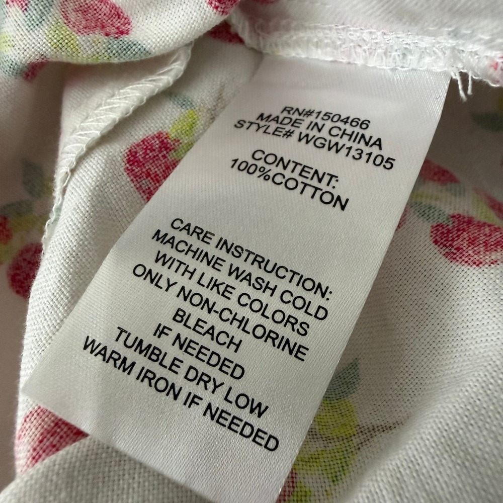 Market & Spruce Court Boxy Crop Cotton Shirt White Red Cherry Print XXL NWT - Picture 4 of 8
